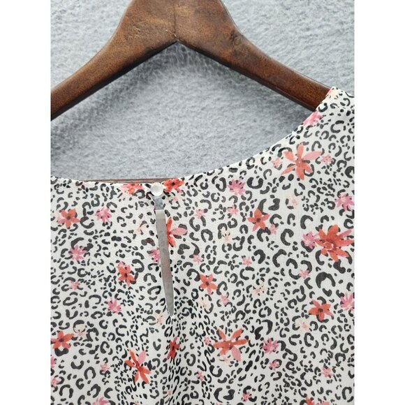 Womens Floral & Leopard Print Ruffle Blouse 18/20W EST. 1946 Polyester Button Ba - Picture 6 of 6